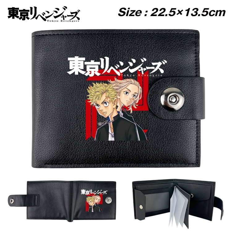 Tokyo Revengers Anime Leather Magnetic Buckle Two-fold Card Holder Wallet 22.5X13.5CM