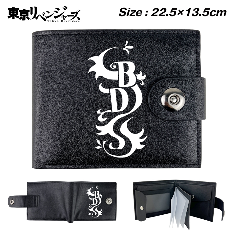 Tokyo Revengers Anime Leather Magnetic Buckle Two-fold Card Holder Wallet 22.5X13.5CM