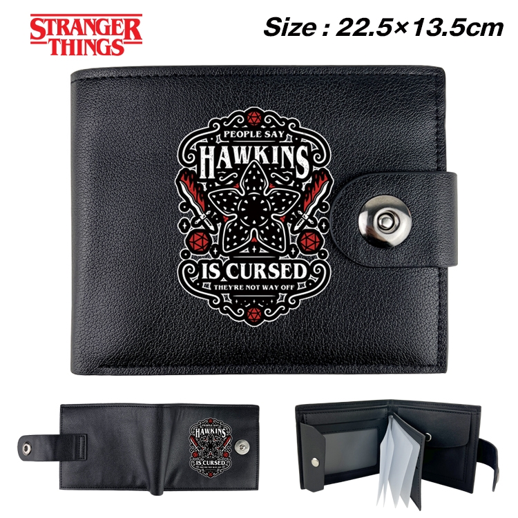 Stranger Things Anime Leather Magnetic Buckle Two-fold Card Holder Wallet 22.5X13.5CM