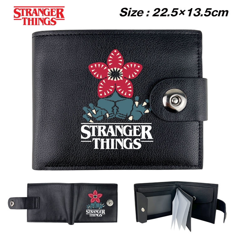 Stranger Things Anime Leather Magnetic Buckle Two-fold Card Holder Wallet 22.5X13.5CM