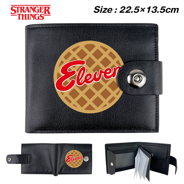 Stranger Things Anime Leather Magnetic Buckle Two-fold Card Holder Wallet 22.5X13.5CM