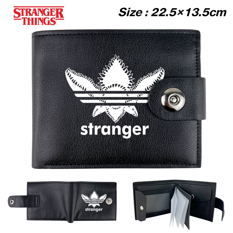 Stranger Things Anime Leather Magnetic Buckle Two-fold Card Holder Wallet 22.5X13.5CM