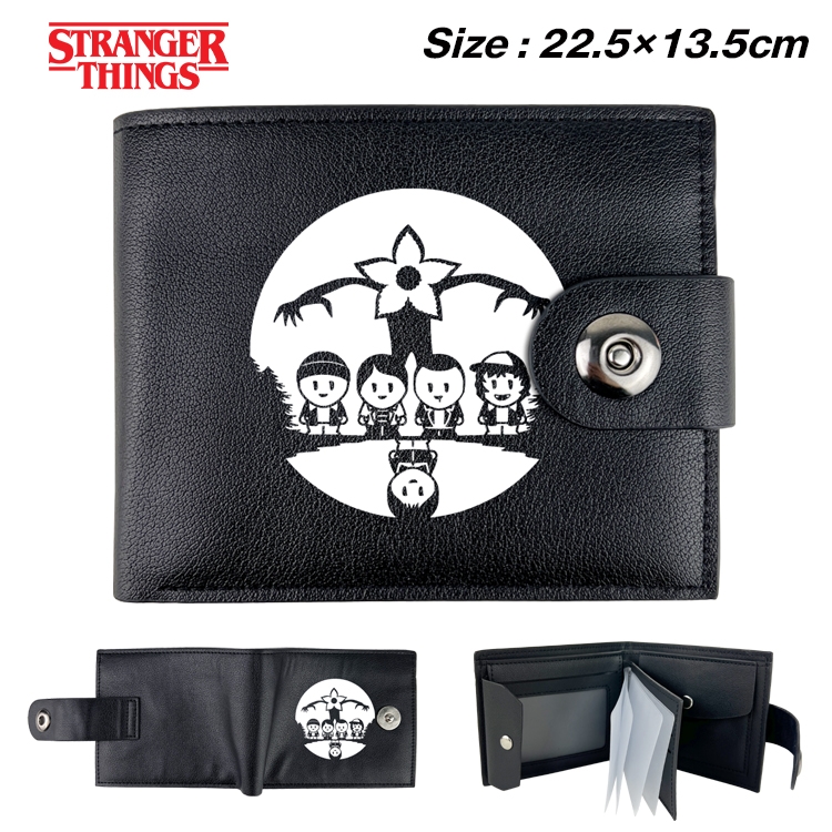 Stranger Things Anime Leather Magnetic Buckle Two-fold Card Holder Wallet 22.5X13.5CM