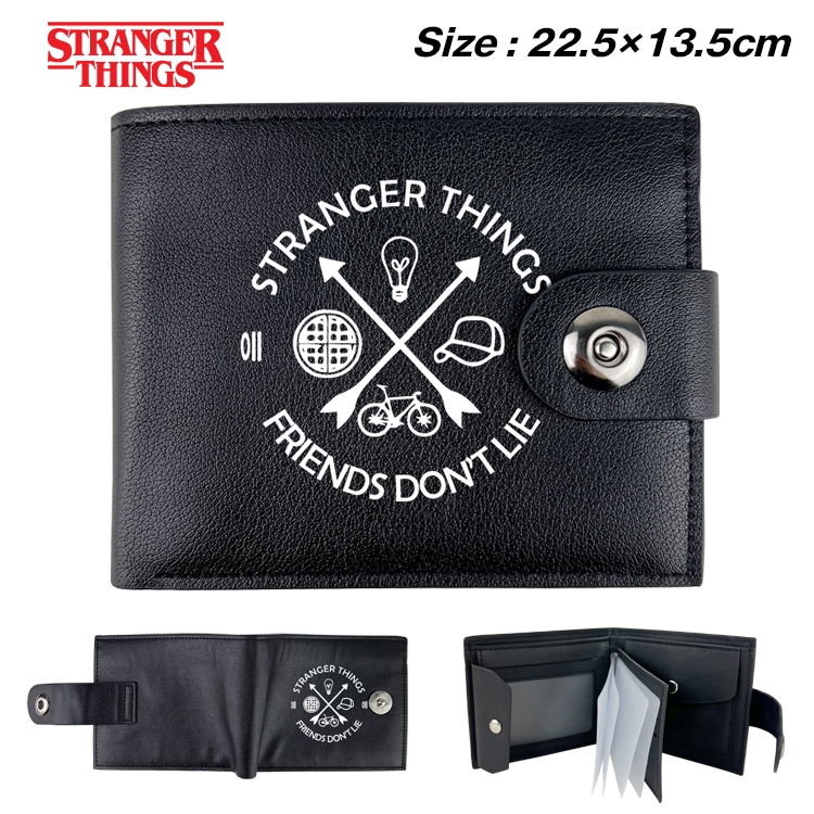 Stranger Things Anime Leather Magnetic Buckle Two-fold Card Holder Wallet 22.5X13.5CM