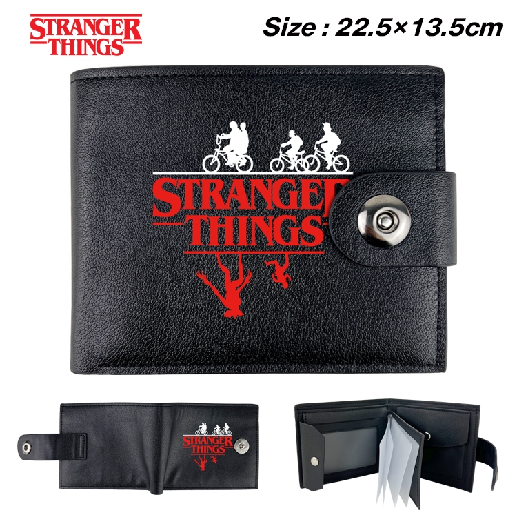 Stranger Things Anime Leather Magnetic Buckle Two-fold Card Holder Wallet 22.5X13.5CM