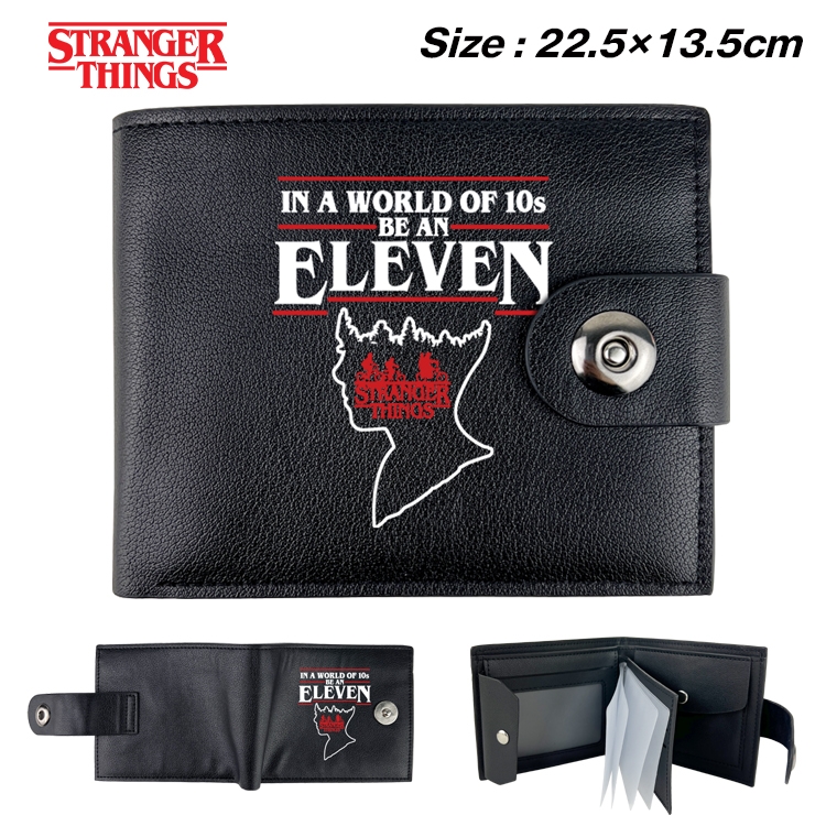 Stranger Things Anime Leather Magnetic Buckle Two-fold Card Holder Wallet 22.5X13.5CM