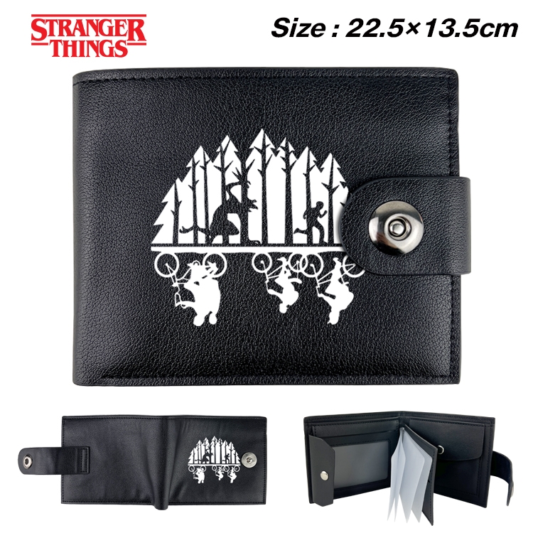 Stranger Things Anime Leather Magnetic Buckle Two-fold Card Holder Wallet 22.5X13.5CM