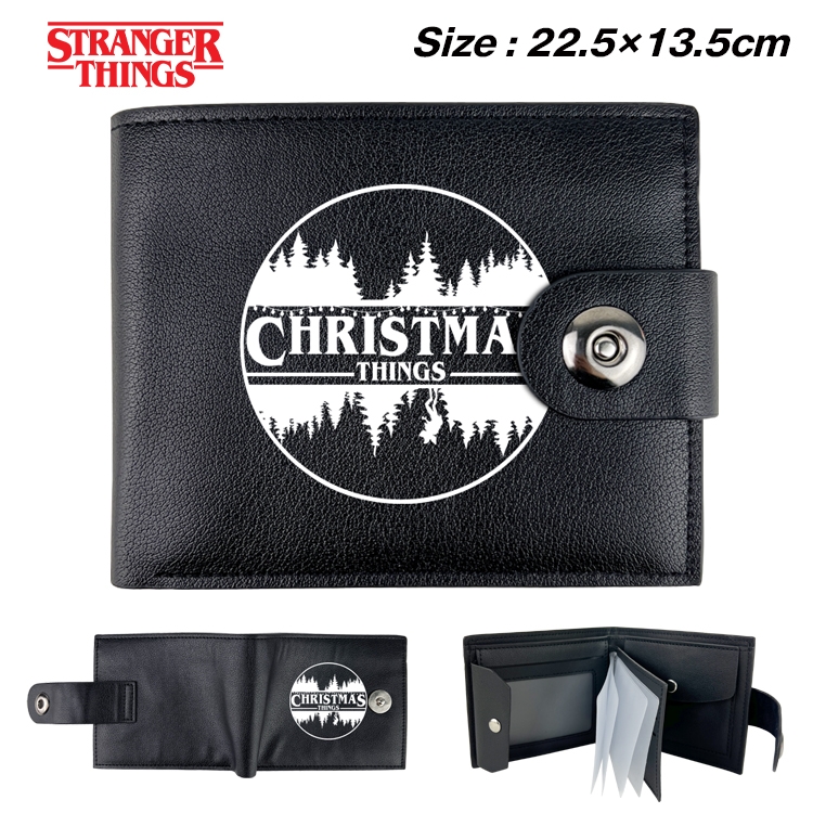 Stranger Things Anime Leather Magnetic Buckle Two-fold Card Holder Wallet 22.5X13.5CM