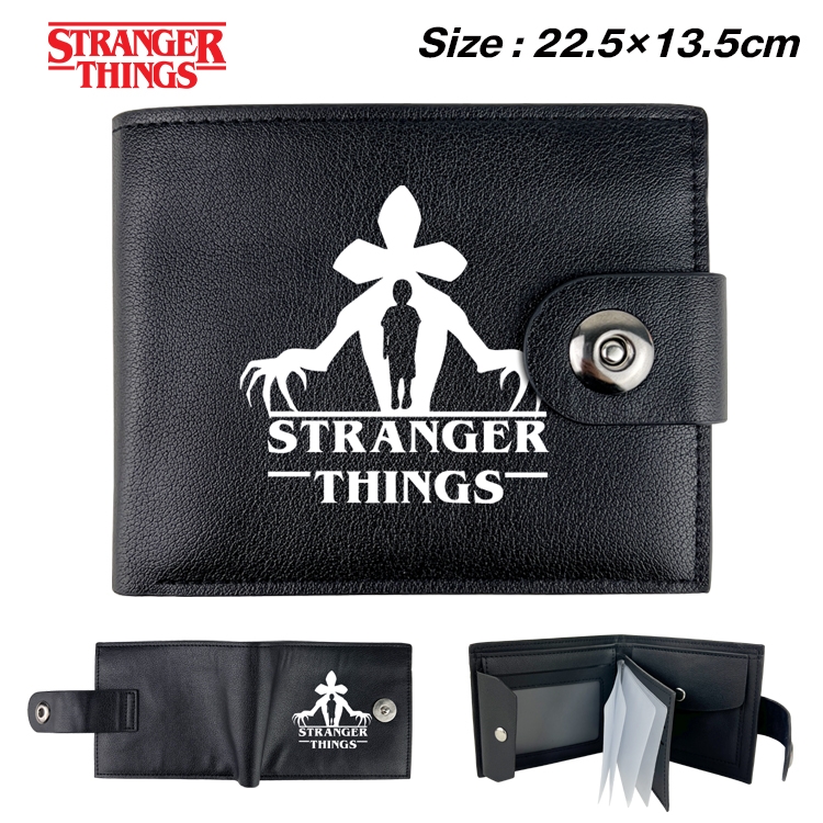 Stranger Things Anime Leather Magnetic Buckle Two-fold Card Holder Wallet 22.5X13.5CM