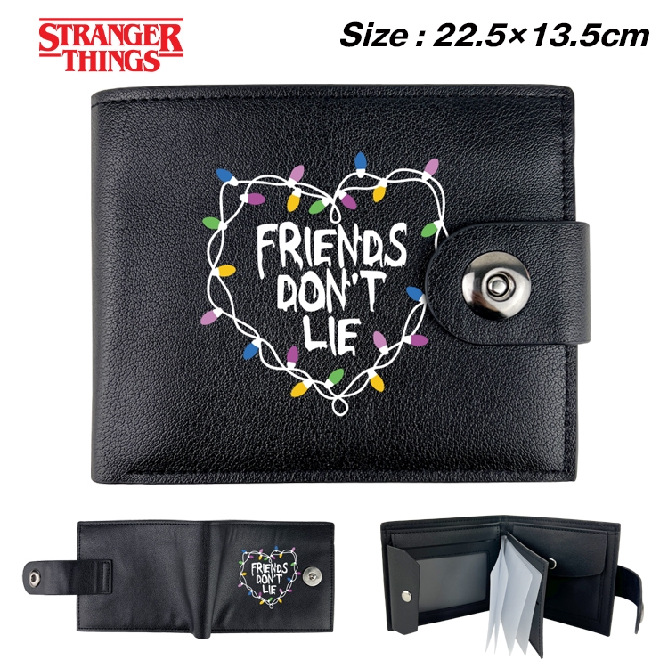 Stranger Things Anime Leather Magnetic Buckle Two-fold Card Holder Wallet 22.5X13.5CM