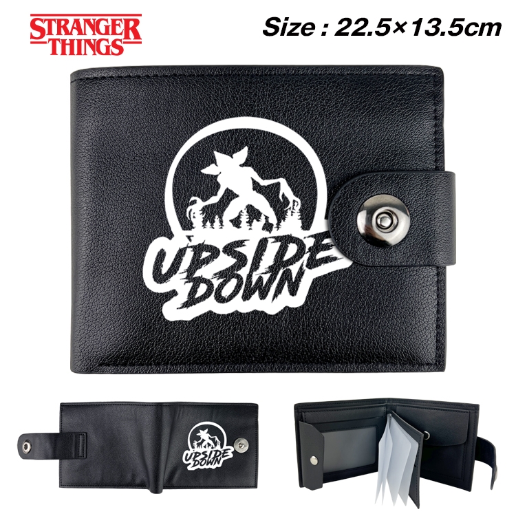 Stranger Things Anime Leather Magnetic Buckle Two-fold Card Holder Wallet 22.5X13.5CM