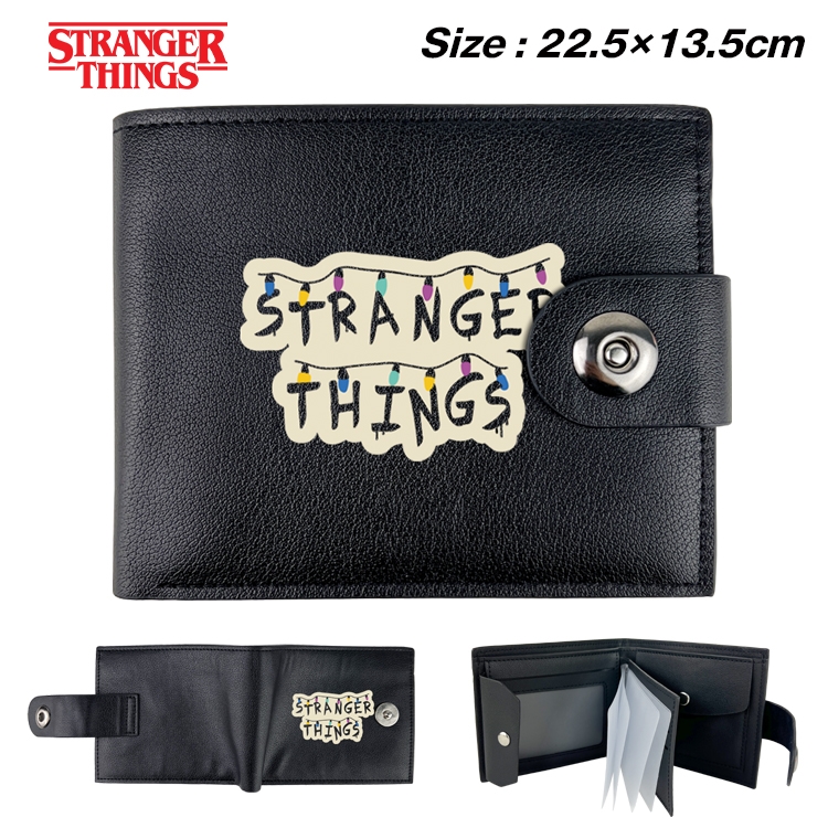 Stranger Things Anime Leather Magnetic Buckle Two-fold Card Holder Wallet 22.5X13.5CM