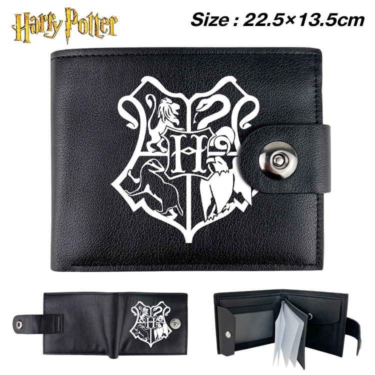 Harry Potter Anime Leather Magnetic Buckle Two-fold Card Holder Wallet 22.5X13.5CM