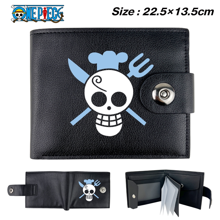 One Piece Anime Leather Magnetic Buckle Two-fold Card Holder Wallet 22.5X13.5CM