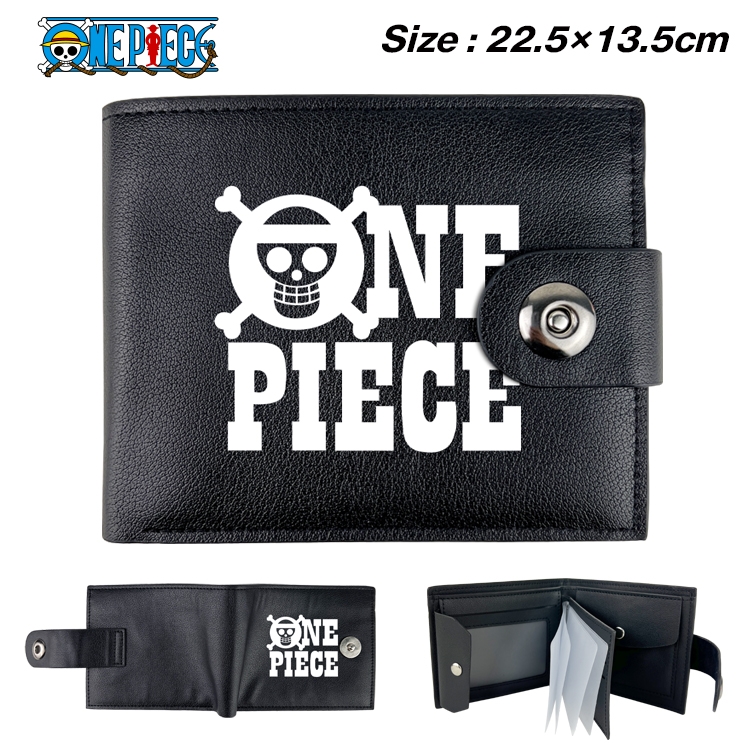 One Piece Anime Leather Magnetic Buckle Two-fold Card Holder Wallet 22.5X13.5CM