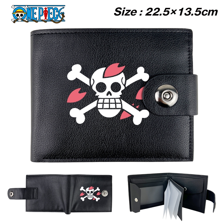 One Piece Anime Leather Magnetic Buckle Two-fold Card Holder Wallet 22.5X13.5CM