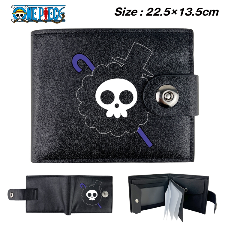 One Piece Anime Leather Magnetic Buckle Two-fold Card Holder Wallet 22.5X13.5CM