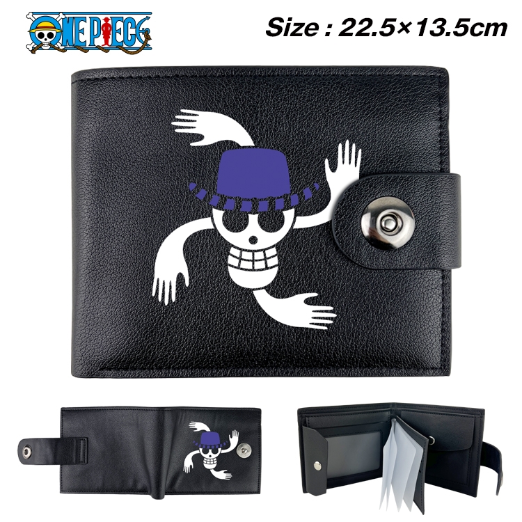 One Piece Anime Leather Magnetic Buckle Two-fold Card Holder Wallet 22.5X13.5CM