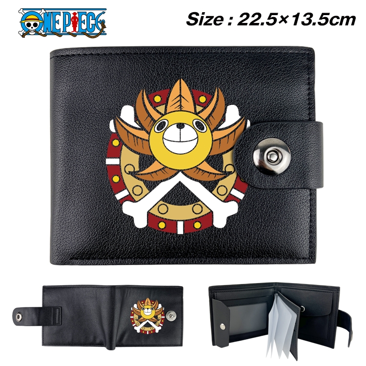 One Piece Anime Leather Magnetic Buckle Two-fold Card Holder Wallet 22.5X13.5CM