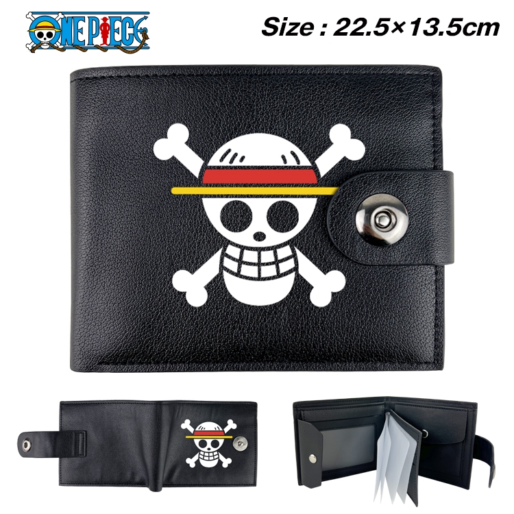 One Piece Anime Leather Magnetic Buckle Two-fold Card Holder Wallet 22.5X13.5CM