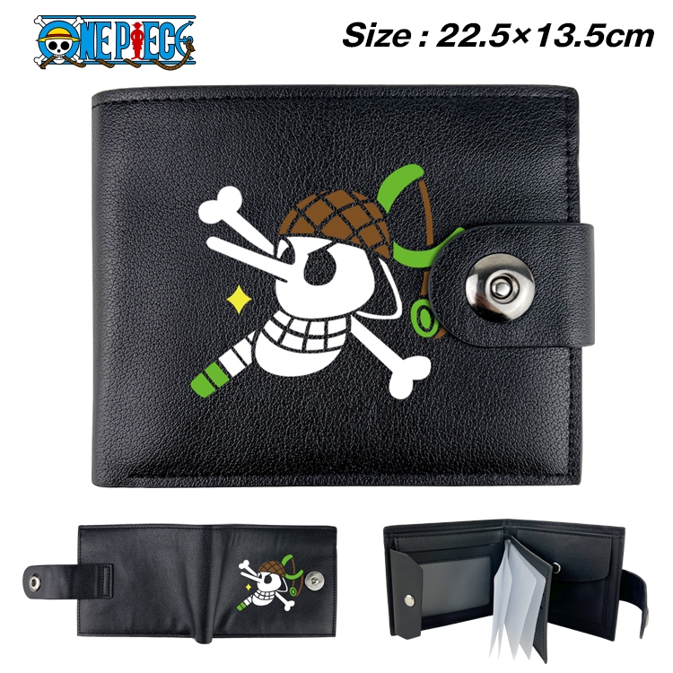 One Piece Anime Leather Magnetic Buckle Two-fold Card Holder Wallet 22.5X13.5CM