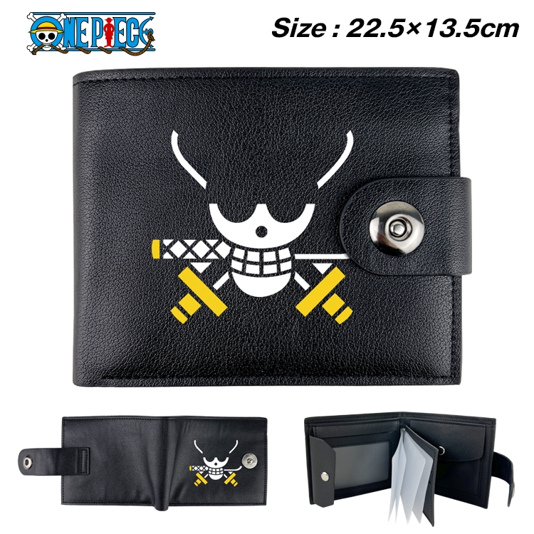 One Piece Anime Leather Magnetic Buckle Two-fold Card Holder Wallet 22.5X13.5CM