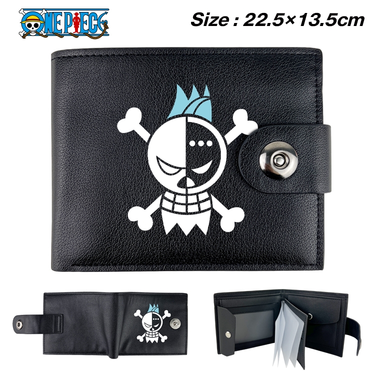 One Piece Anime Leather Magnetic Buckle Two-fold Card Holder Wallet 22.5X13.5CM