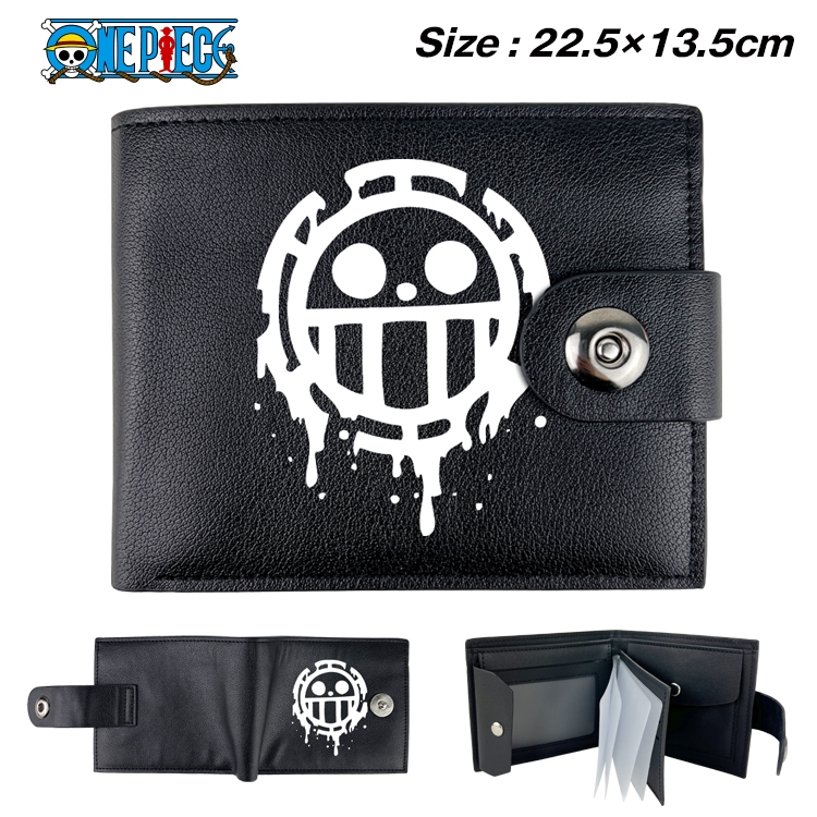 One Piece Anime Leather Magnetic Buckle Two-fold Card Holder Wallet 22.5X13.5CM