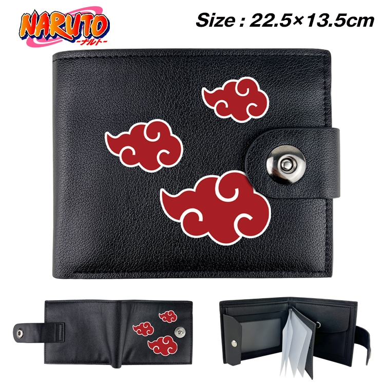 Naruto Anime Leather Magnetic Buckle Two-fold Card Holder Wallet 22.5X13.5CM