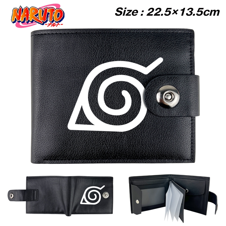 Naruto Anime Leather Magnetic Buckle Two-fold Card Holder Wallet 22.5X13.5CM