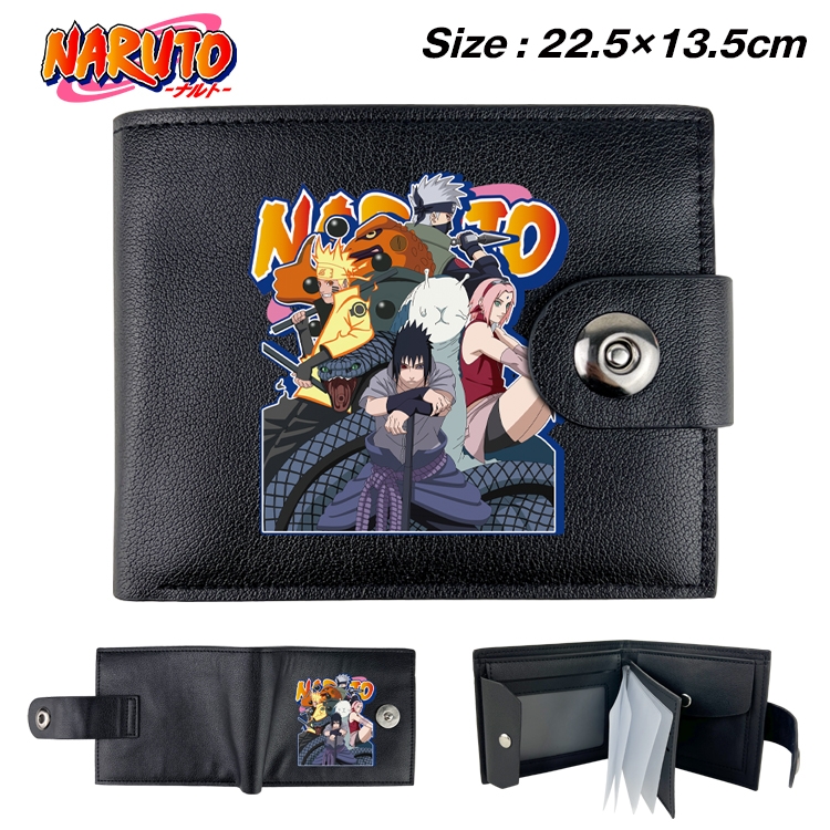 Naruto Anime Leather Magnetic Buckle Two-fold Card Holder Wallet 22.5X13.5CM