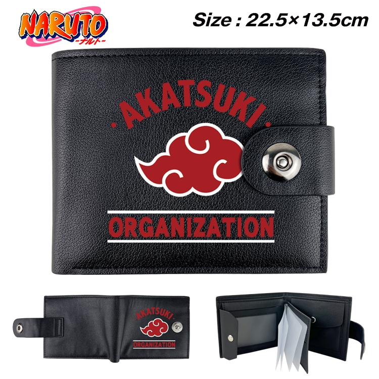 Naruto Anime Leather Magnetic Buckle Two-fold Card Holder Wallet 22.5X13.5CM