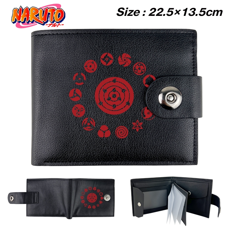 Naruto Anime Leather Magnetic Buckle Two-fold Card Holder Wallet 22.5X13.5CM