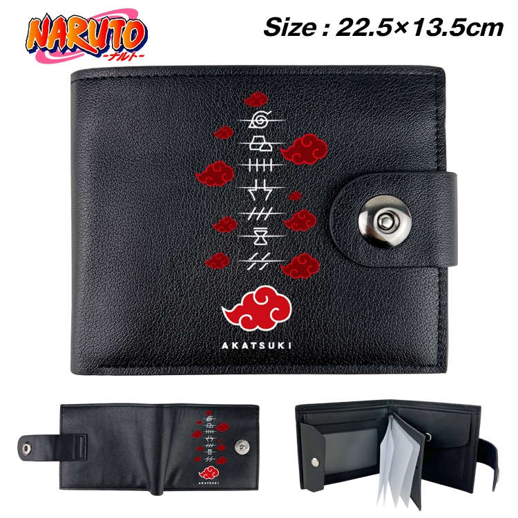 Naruto Anime Leather Magnetic Buckle Two-fold Card Holder Wallet 22.5X13.5CM