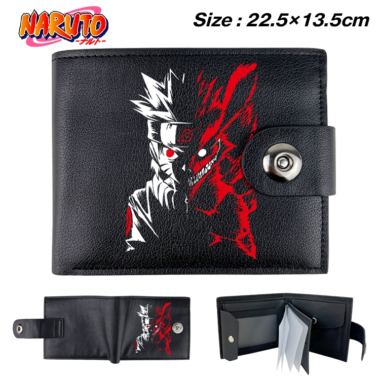 Naruto Anime Leather Magnetic Buckle Two-fold Card Holder Wallet 22.5X13.5CM