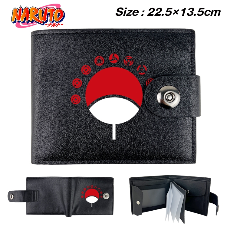 Naruto Anime Leather Magnetic Buckle Two-fold Card Holder Wallet 22.5X13.5CM