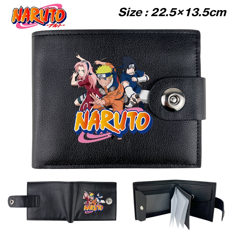 Naruto Anime Leather Magnetic Buckle Two-fold Card Holder Wallet 22.5X13.5CM