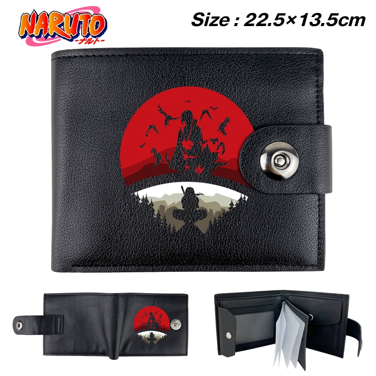 Naruto Anime Leather Magnetic Buckle Two-fold Card Holder Wallet 22.5X13.5CM