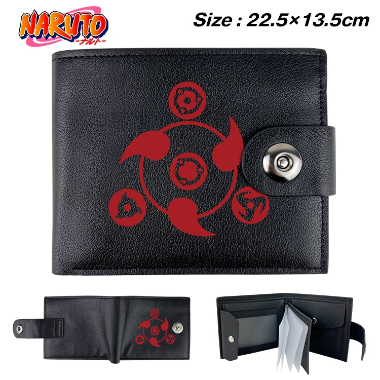 Naruto Anime Leather Magnetic Buckle Two-fold Card Holder Wallet 22.5X13.5CM