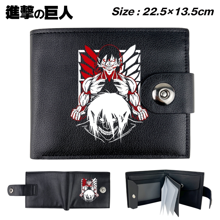 Shingeki no Kyojin Anime Leather Magnetic Buckle Two-fold Card Holder Wallet 22.5X13.5CM