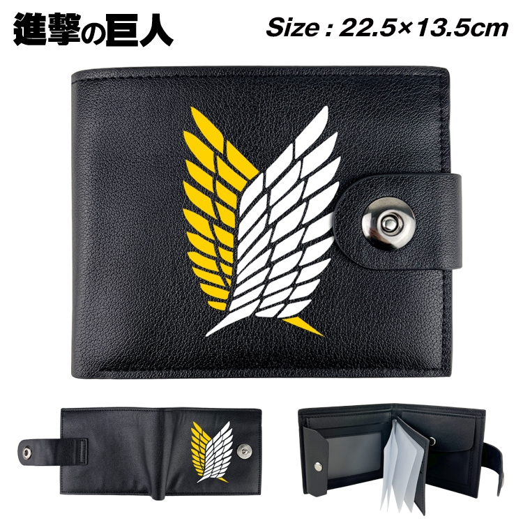 Shingeki no Kyojin Anime Leather Magnetic Buckle Two-fold Card Holder Wallet 22.5X13.5CM