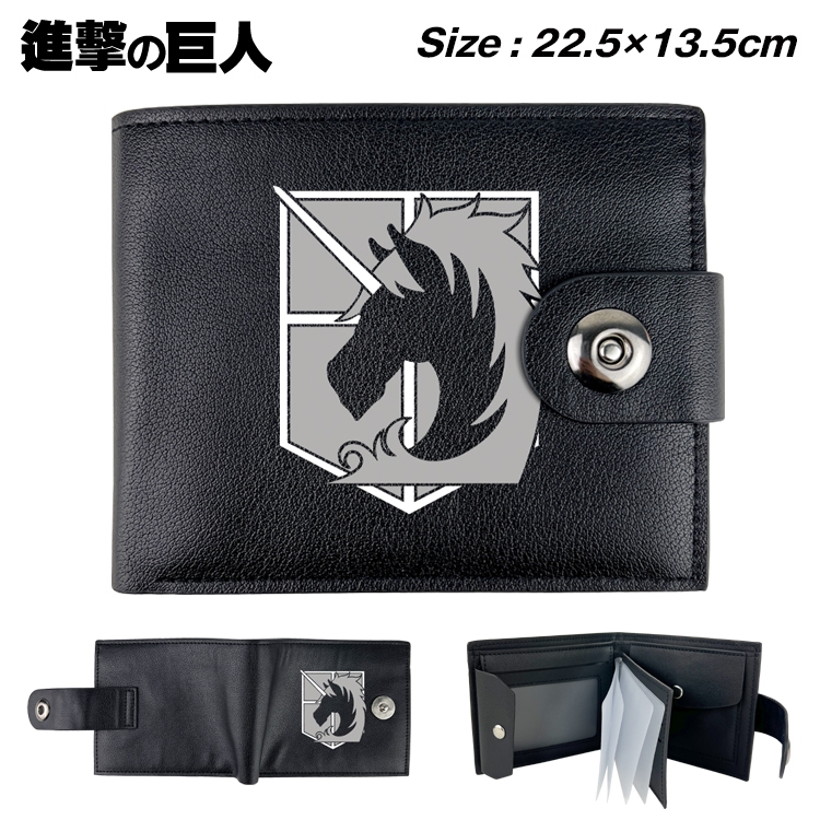 Shingeki no Kyojin Anime Leather Magnetic Buckle Two-fold Card Holder Wallet 22.5X13.5CM