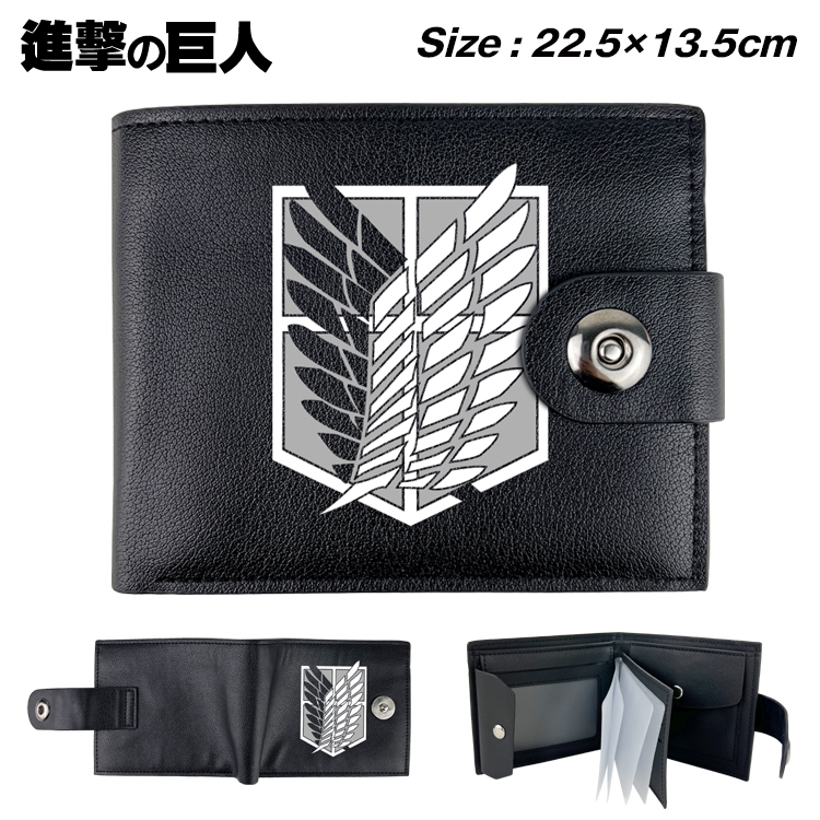 Shingeki no Kyojin Anime Leather Magnetic Buckle Two-fold Card Holder Wallet 22.5X13.5CM