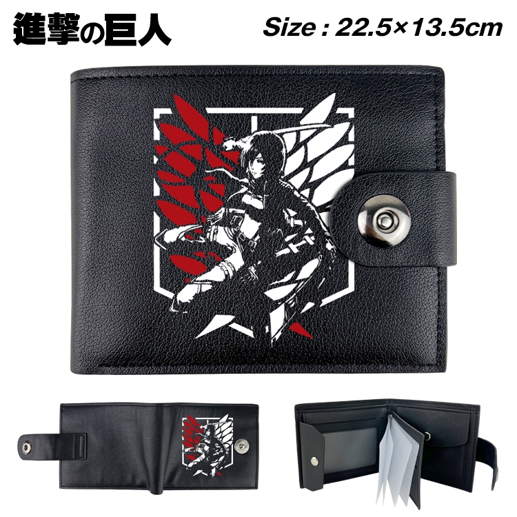 Shingeki no Kyojin Anime Leather Magnetic Buckle Two-fold Card Holder Wallet 22.5X13.5CM