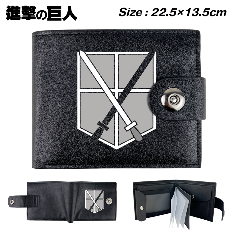 Shingeki no Kyojin Anime Leather Magnetic Buckle Two-fold Card Holder Wallet 22.5X13.5CM