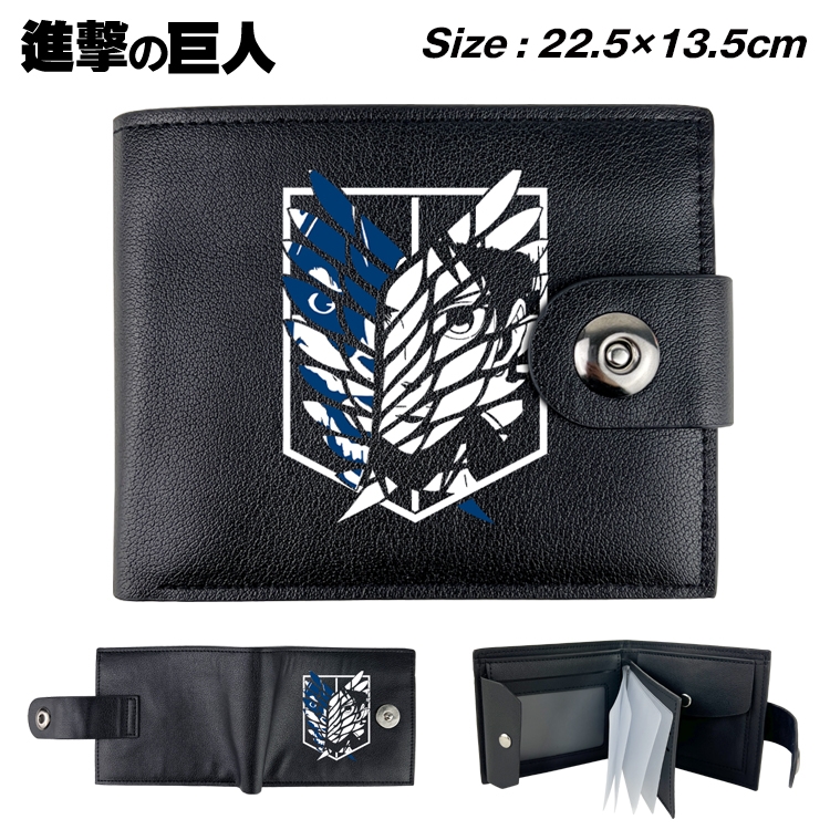 Shingeki no Kyojin Anime Leather Magnetic Buckle Two-fold Card Holder Wallet 22.5X13.5CM