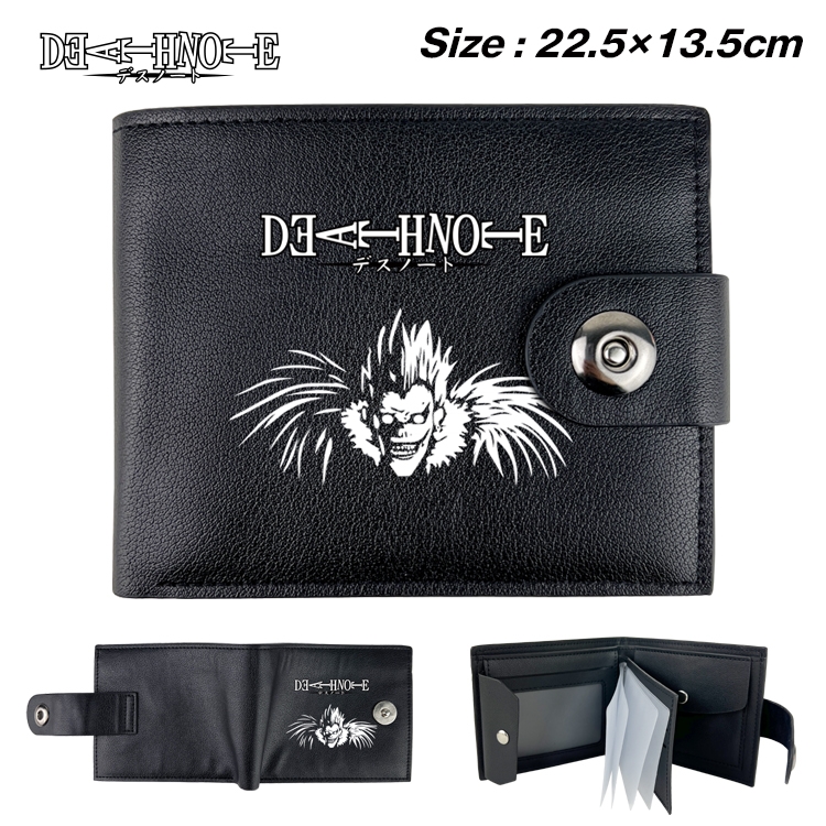 Death note Anime Leather Magnetic Buckle Two-fold Card Holder Wallet 22.5X13.5CM