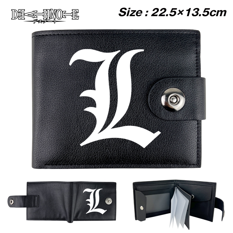 Death note Anime Leather Magnetic Buckle Two-fold Card Holder Wallet 22.5X13.5CM