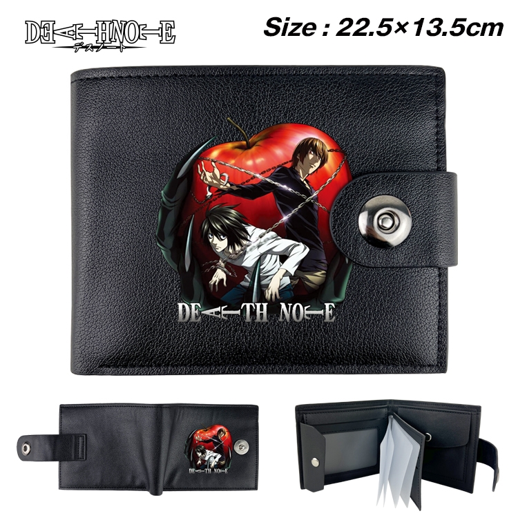 Death note Anime Leather Magnetic Buckle Two-fold Card Holder Wallet 22.5X13.5CM