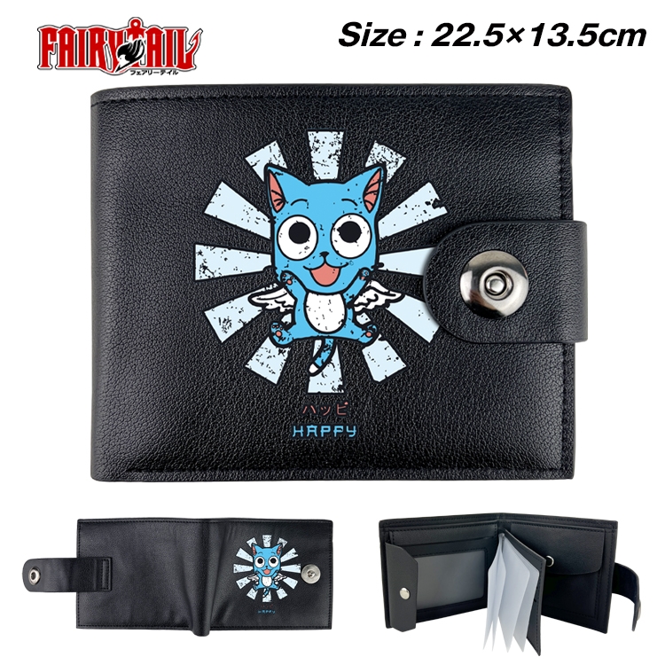 Fairy tail Anime Leather Magnetic Buckle Two-fold Card Holder Wallet 22.5X13.5CM